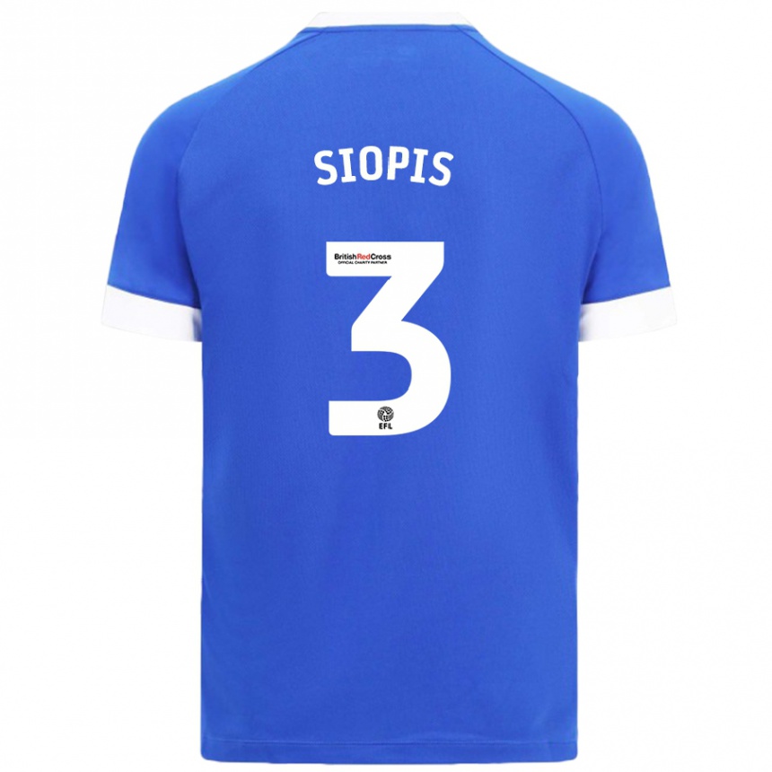 Kids Football Manolis Siopis #3 Sky Blue Home Jersey 2024/25 T-Shirt