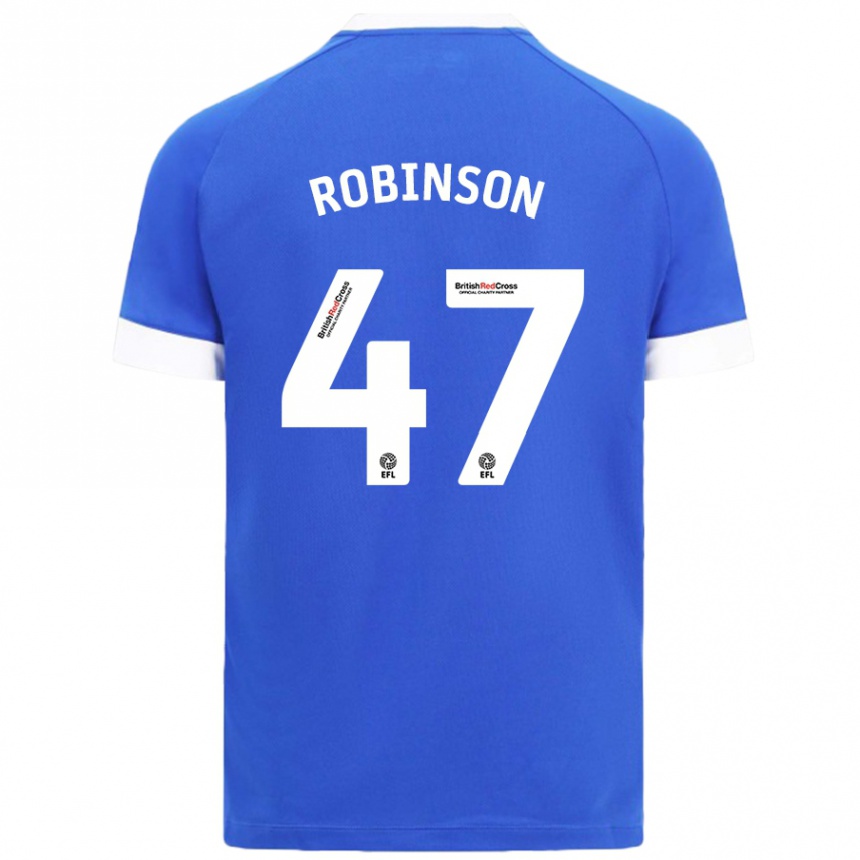 Kids Football Callum Robinson #47 Sky Blue Home Jersey 2024/25 T-Shirt