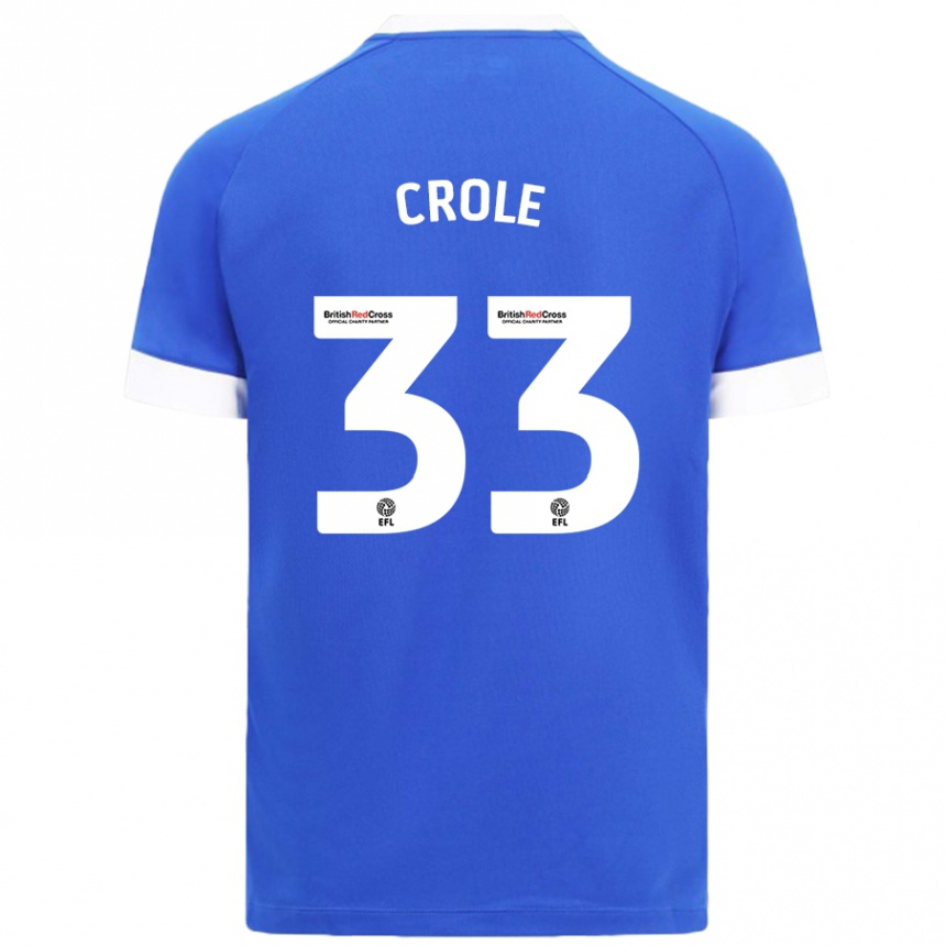 Kids Football James Crole #33 Sky Blue Home Jersey 2024/25 T-Shirt