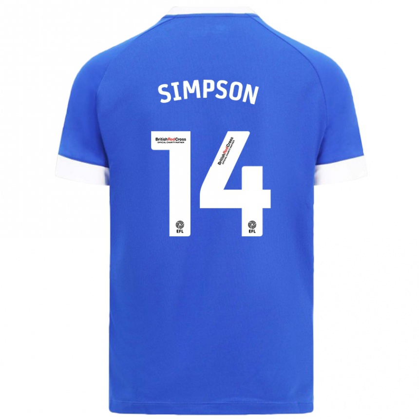 Kids Football Jasmine Simpson #14 Sky Blue Home Jersey 2024/25 T-Shirt