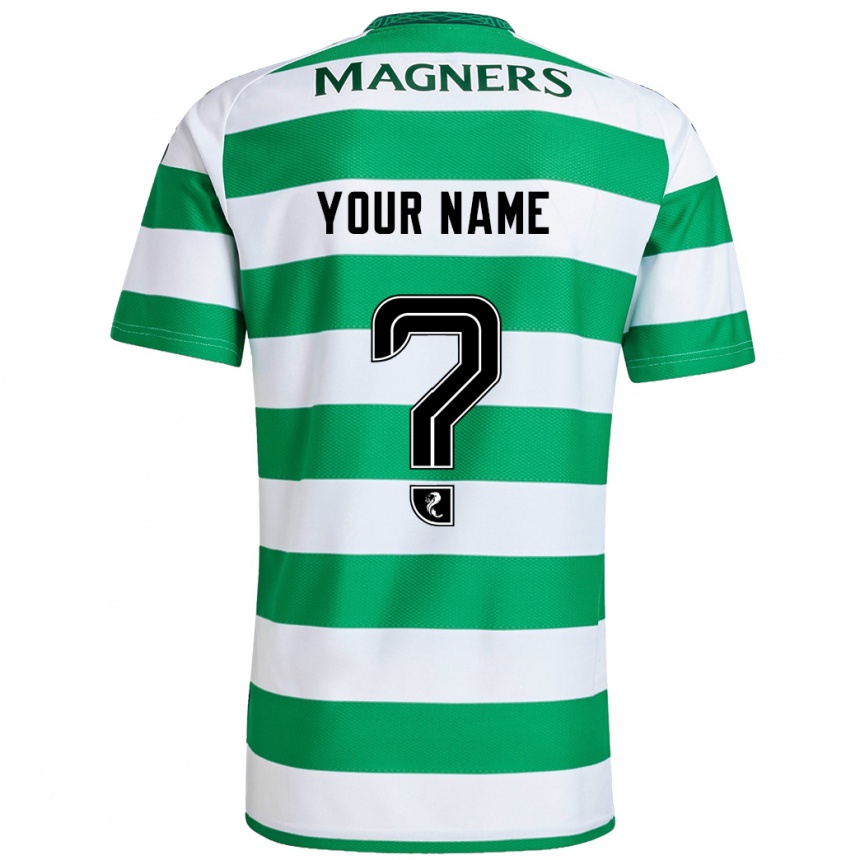 Kids Football Your Name #0 Green White Home Jersey 2024/25 T-Shirt