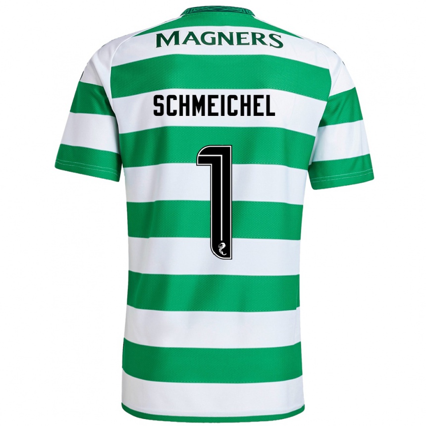 Kids Football Kasper Schmeichel #1 Green White Home Jersey 2024/25 T-Shirt