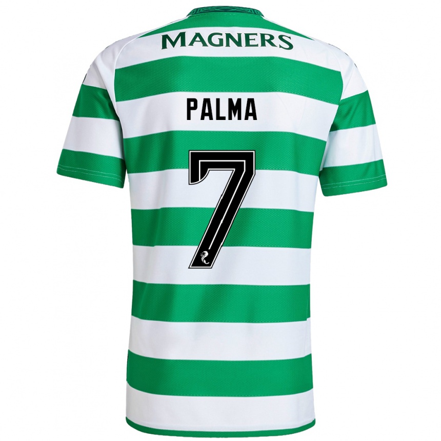 Kids Football Luis Palma #7 Green White Home Jersey 2024/25 T-Shirt