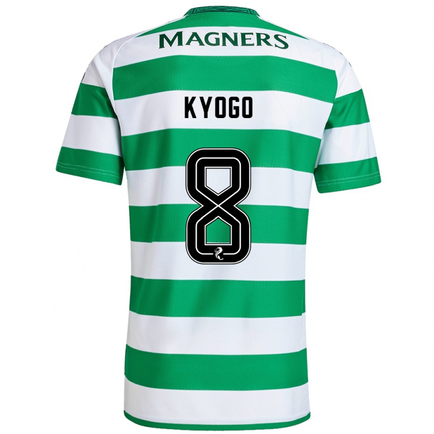 Kids Football Kyogo Furuhashi #8 Green White Home Jersey 2024/25 T-Shirt