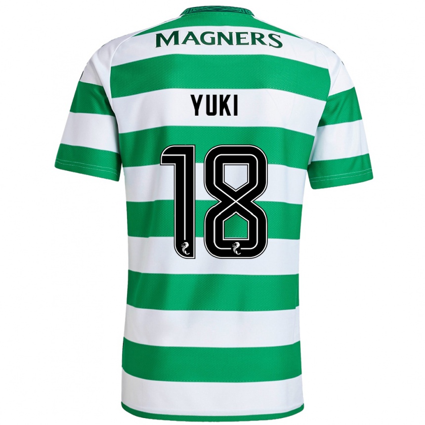 Kids Football Yuki Kobayashi #18 Green White Home Jersey 2024/25 T-Shirt