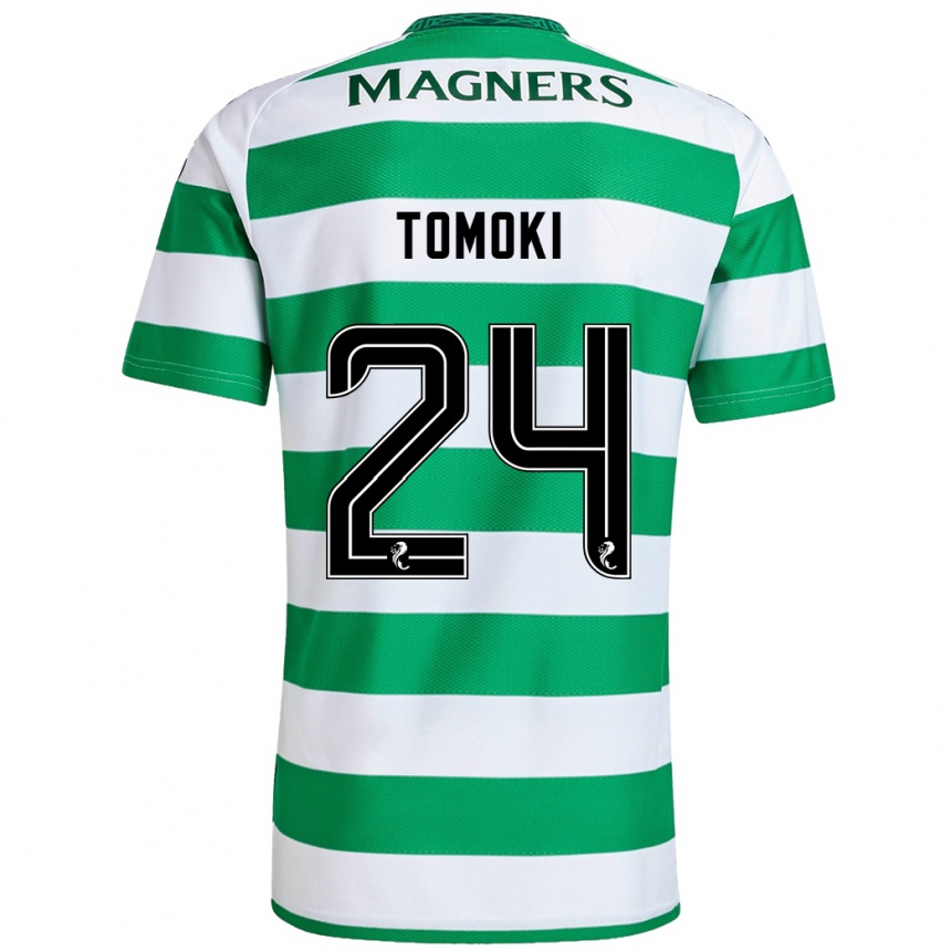 Kids Football Tomoki Iwata #24 Green White Home Jersey 2024/25 T-Shirt