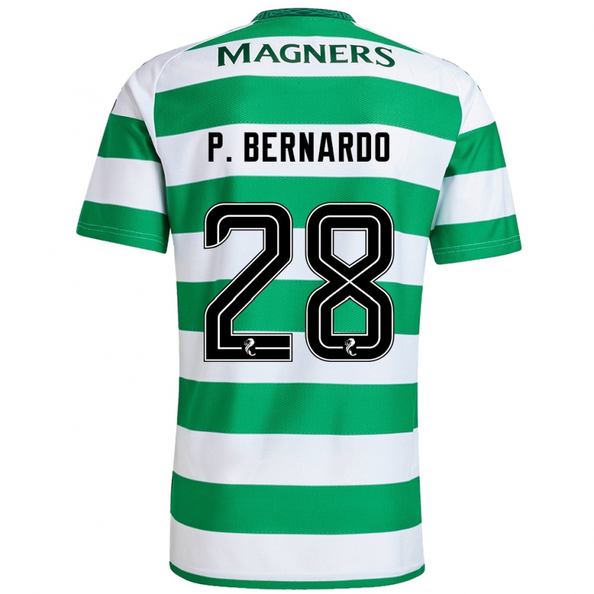 Kids Football Paulo Bernardo #28 Green White Home Jersey 2024/25 T-Shirt