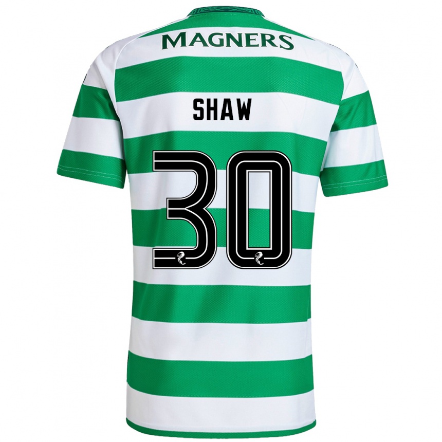 Kids Football Liam Shaw #30 Green White Home Jersey 2024/25 T-Shirt