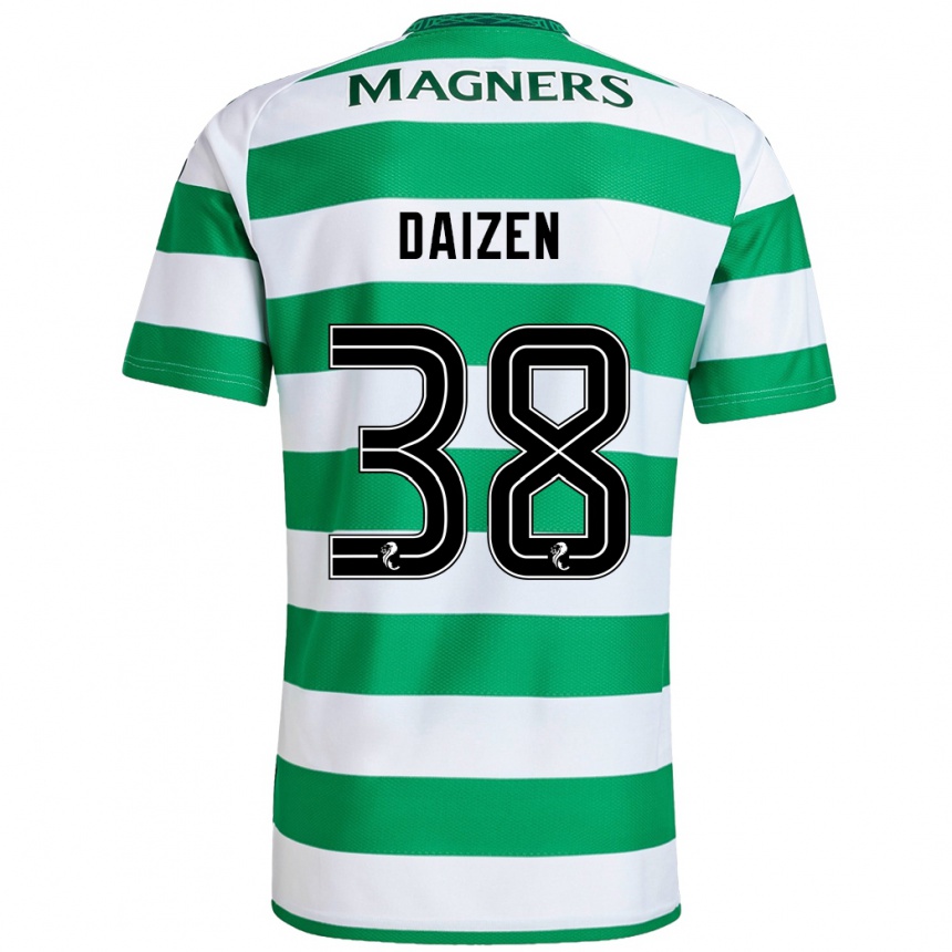 Kids Football Daizen Maeda #38 Green White Home Jersey 2024/25 T-Shirt