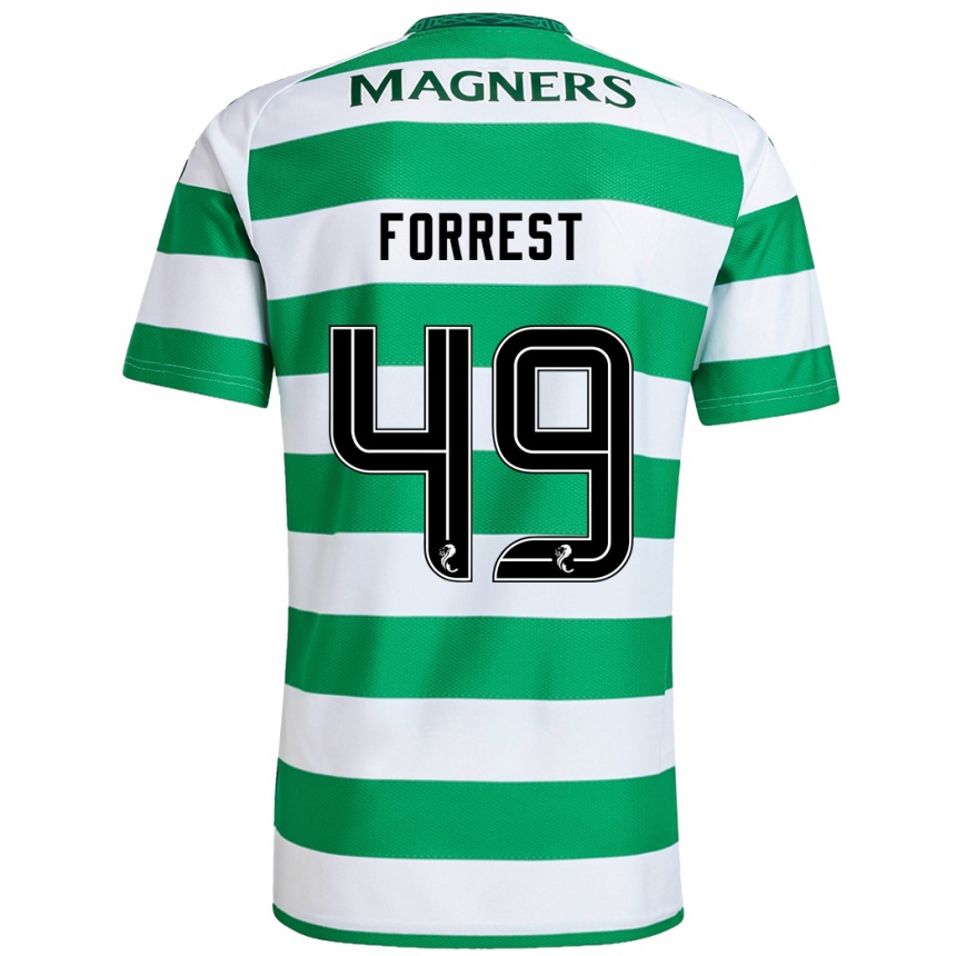 Kids Football James Forrest #49 Green White Home Jersey 2024/25 T-Shirt