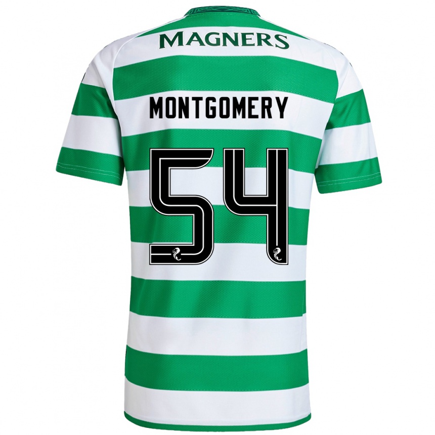 Kids Football Adam Montgomery #54 Green White Home Jersey 2024/25 T-Shirt