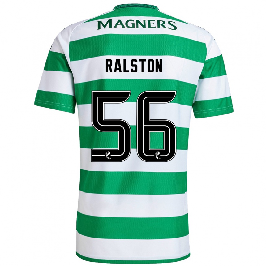 Kids Football Anthony Ralston #56 Green White Home Jersey 2024/25 T-Shirt