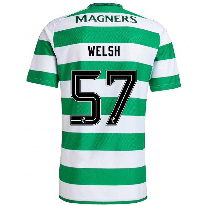 Kids Football Stephen Welsh #57 Green White Home Jersey 2024/25 T-Shirt