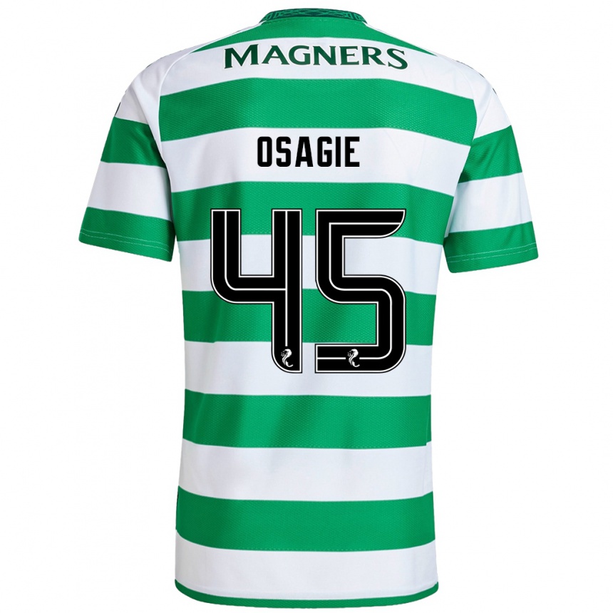 Kids Football Justin Osagie #45 Green White Home Jersey 2024/25 T-Shirt