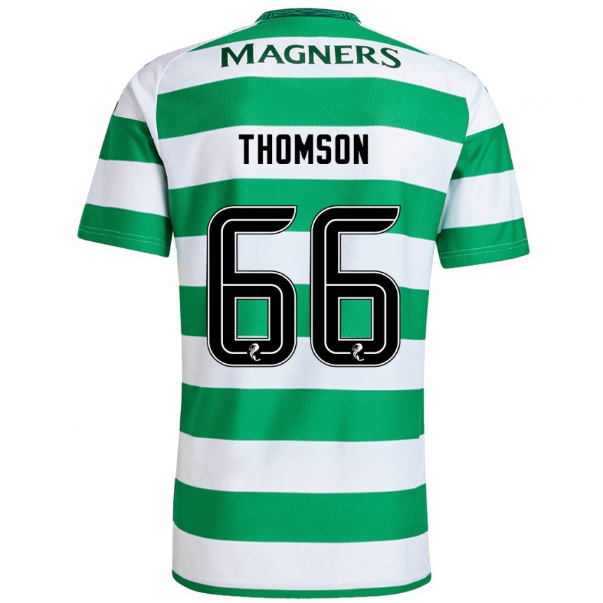 Kids Football Corey Thomson #66 Green White Home Jersey 2024/25 T-Shirt