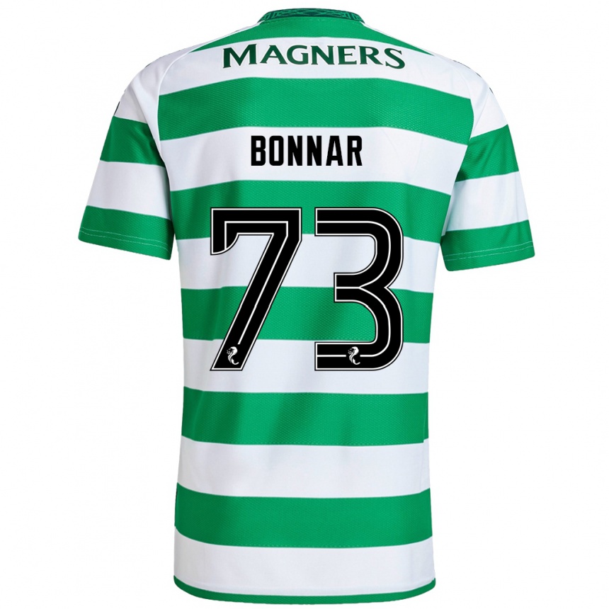 Kids Football Jude Bonnar #73 Green White Home Jersey 2024/25 T-Shirt