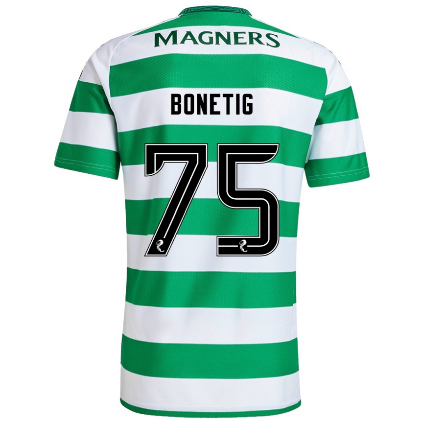 Kids Football Liam Bonetig #75 Green White Home Jersey 2024/25 T-Shirt