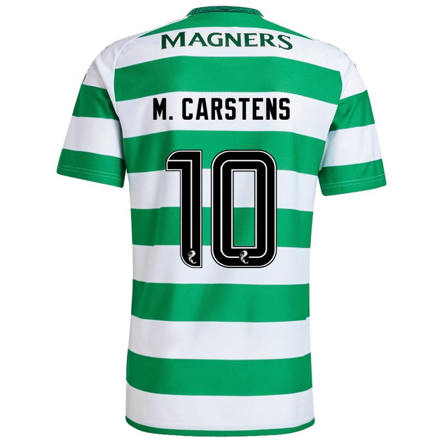 Kids Football Mathilde Carstens #10 Green White Home Jersey 2024/25 T-Shirt