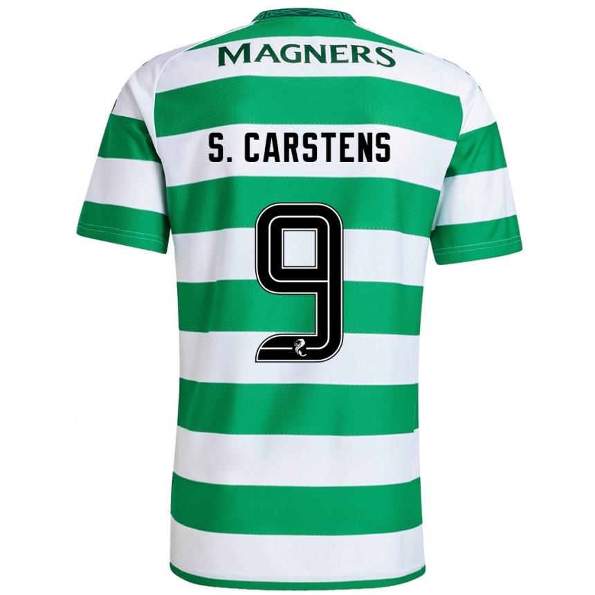 Kids Football Signe Carstens #9 Green White Home Jersey 2024/25 T-Shirt