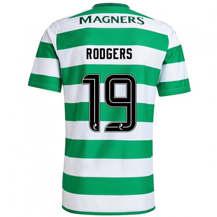 Kids Football Lisa Rodgers #19 Green White Home Jersey 2024/25 T-Shirt