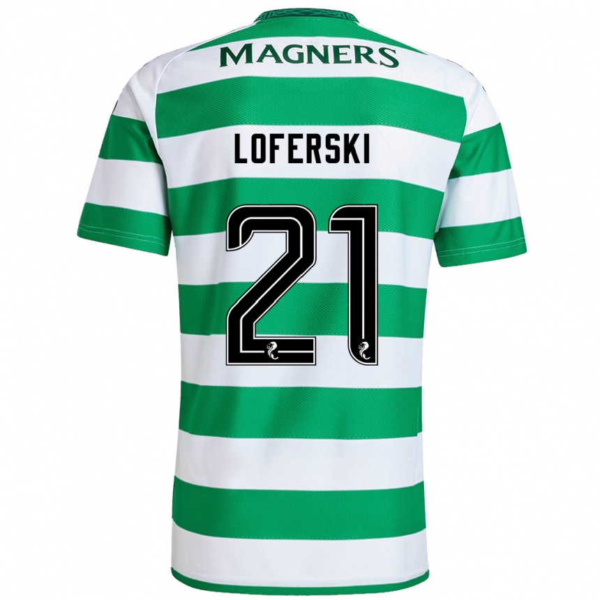 Kids Football Kit Loferski #21 Green White Home Jersey 2024/25 T-Shirt