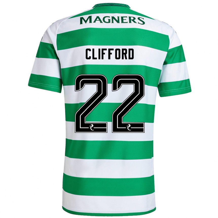 Kids Football Lucy Ashworth-Clifford #22 Green White Home Jersey 2024/25 T-Shirt