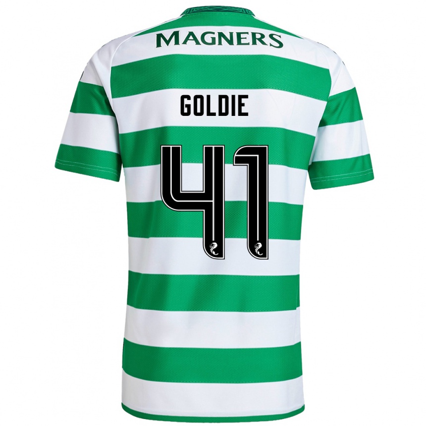 Kids Football Clare Goldie #41 Green White Home Jersey 2024/25 T-Shirt