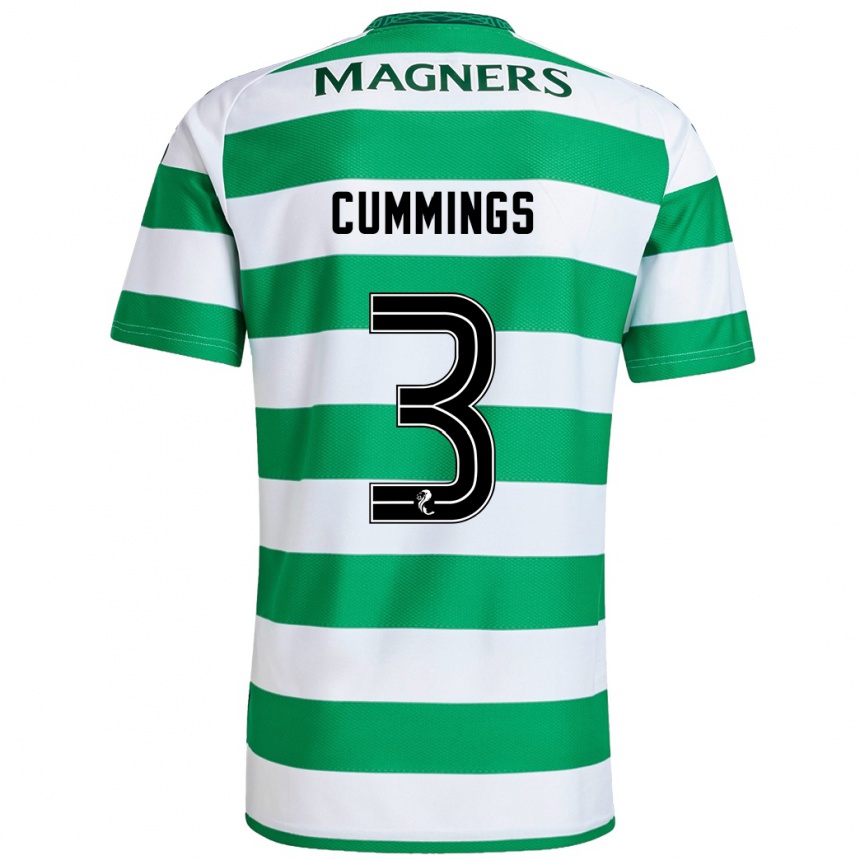 Kids Football Sydney Cummings #3 Green White Home Jersey 2024/25 T-Shirt