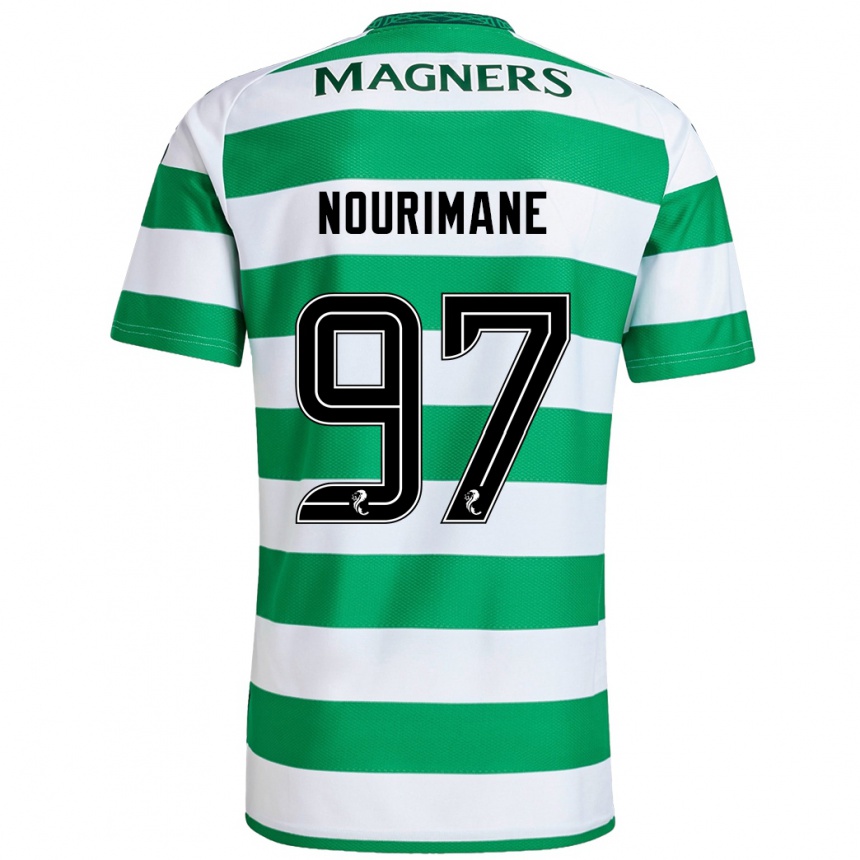 Kids Football Addi Nourimane #97 Green White Home Jersey 2024/25 T-Shirt