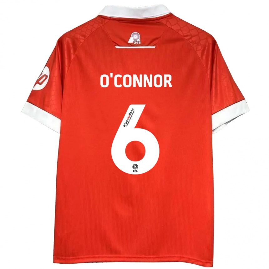 Kids Football Thomas O'connor #6 Red White Home Jersey 2024/25 T-Shirt