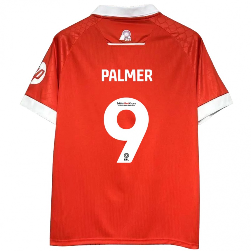 Kids Football Ollie Palmer #9 Red White Home Jersey 2024/25 T-Shirt