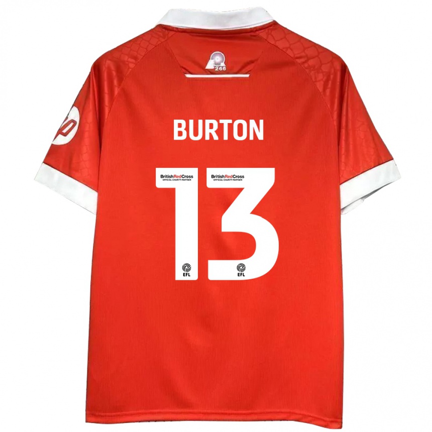 Kids Football Callum Burton #13 Red White Home Jersey 2024/25 T-Shirt