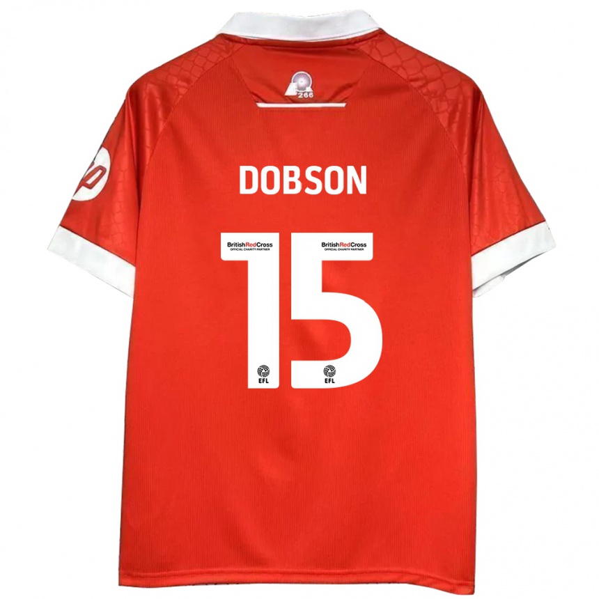 Kids Football George Dobson #15 Red White Home Jersey 2024/25 T-Shirt