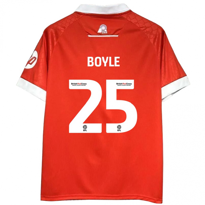 Kids Football Will Boyle #25 Red White Home Jersey 2024/25 T-Shirt