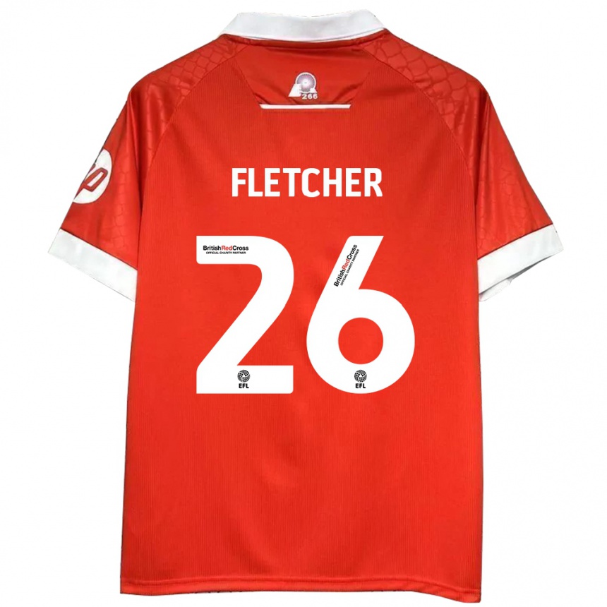 Kids Football Steven Fletcher #26 Red White Home Jersey 2024/25 T-Shirt