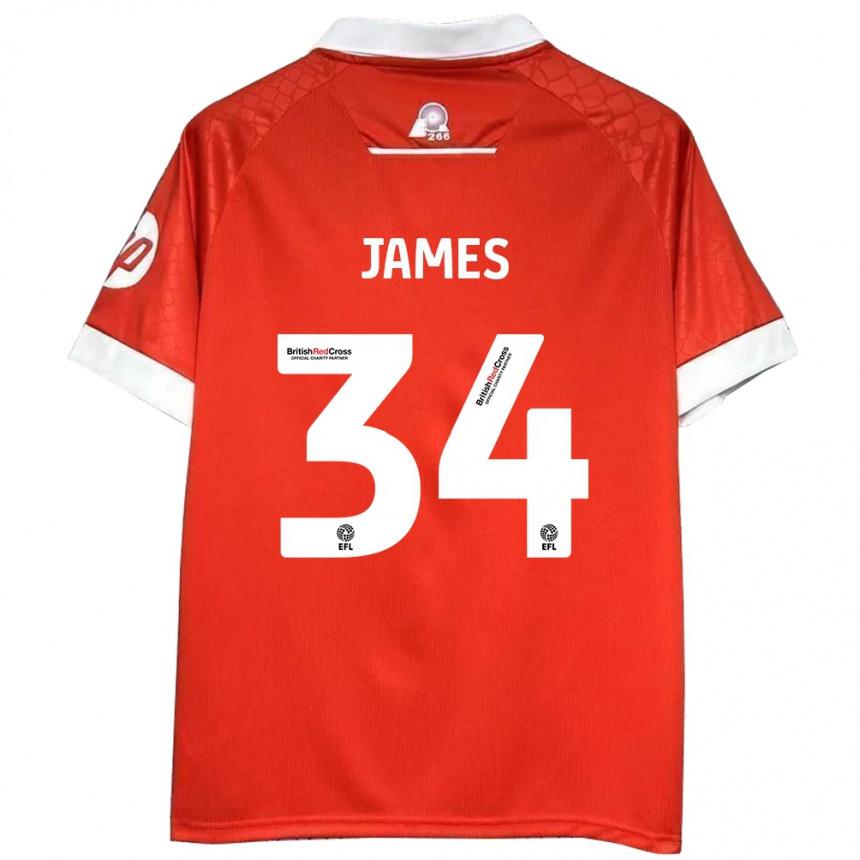 Kids Football Aaron James #34 Red White Home Jersey 2024/25 T-Shirt