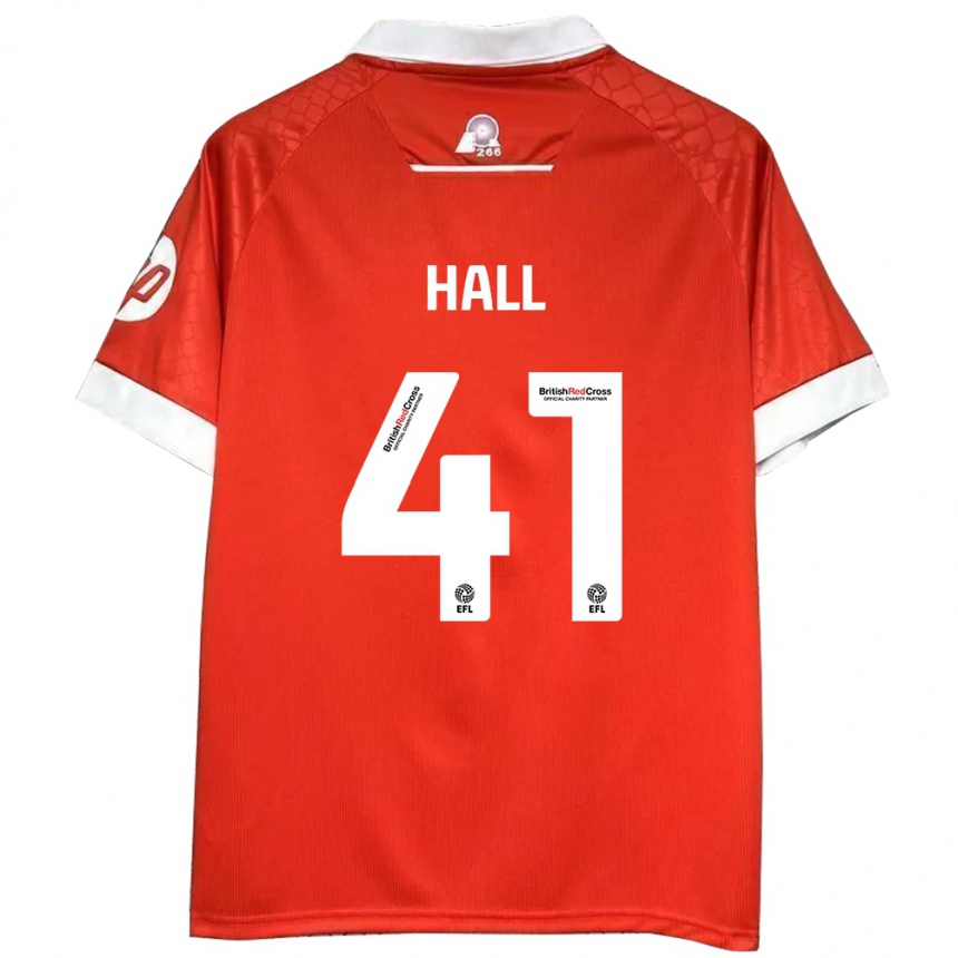 Kids Football Liam Hall #41 Red White Home Jersey 2024/25 T-Shirt