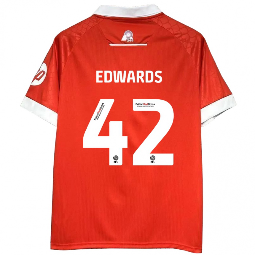 Kids Football Callum Edwards #42 Red White Home Jersey 2024/25 T-Shirt