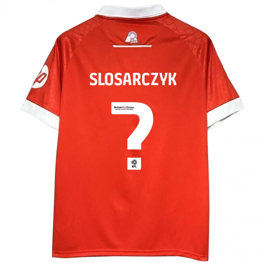 Kids Football Nikolas Slosarczyk #0 Red White Home Jersey 2024/25 T-Shirt