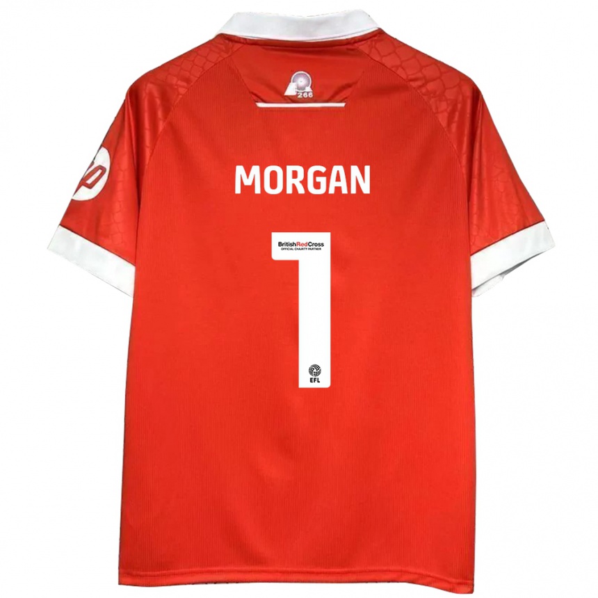 Kids Football Delyth Morgan #1 Red White Home Jersey 2024/25 T-Shirt