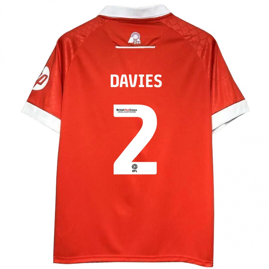 Kids Football Phoebe Davies #2 Red White Home Jersey 2024/25 T-Shirt