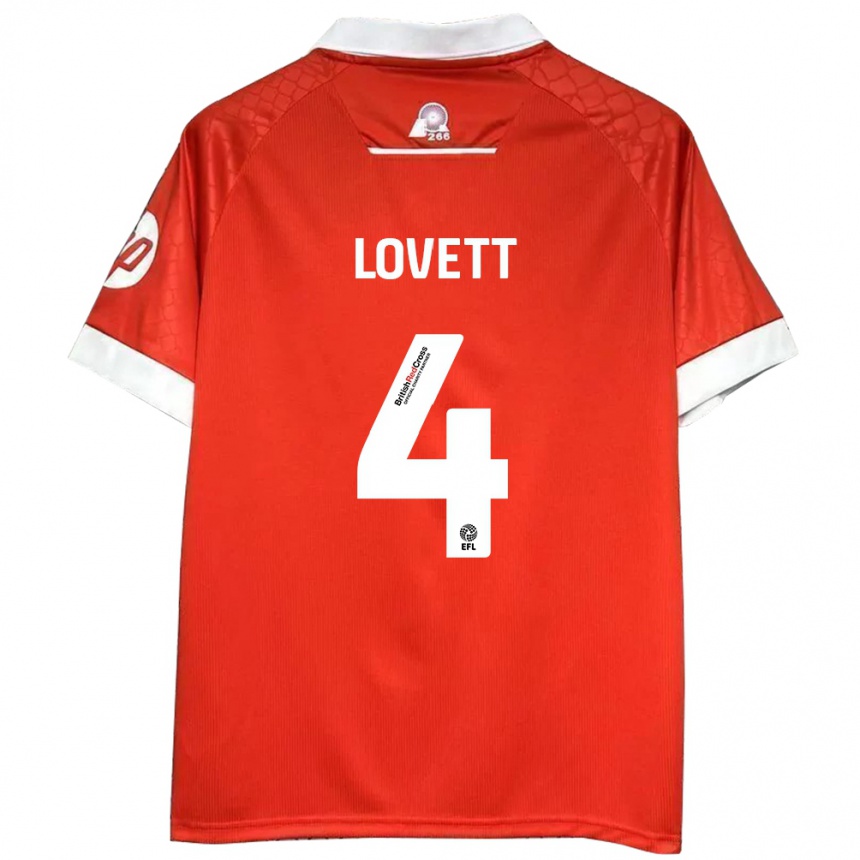 Kids Football Erin Lovett #4 Red White Home Jersey 2024/25 T-Shirt