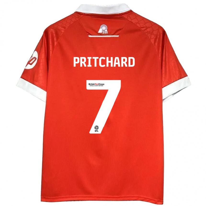 Kids Football Rebecca Pritchard #7 Red White Home Jersey 2024/25 T-Shirt