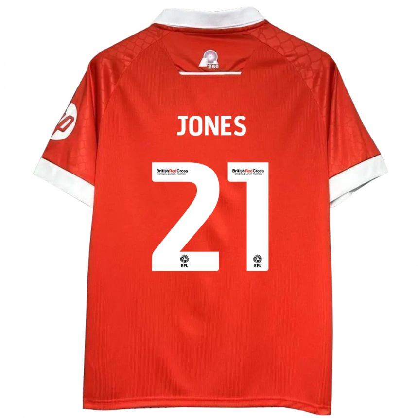 Kids Football Lili Jones #21 Red White Home Jersey 2024/25 T-Shirt