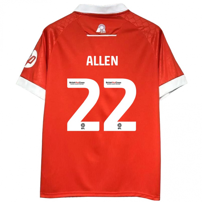 Kids Football Keren Allen #22 Red White Home Jersey 2024/25 T-Shirt