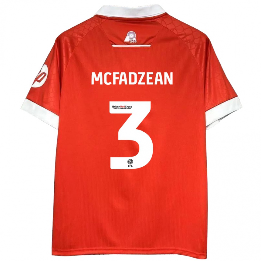 Kids Football Callum Mcfadzean #3 Red White Home Jersey 2024/25 T-Shirt