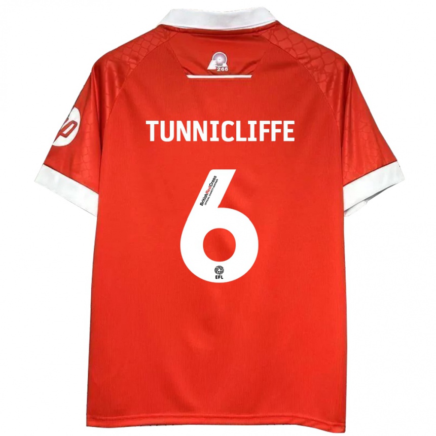 Kids Football Jordan Tunnicliffe #6 Red White Home Jersey 2024/25 T-Shirt