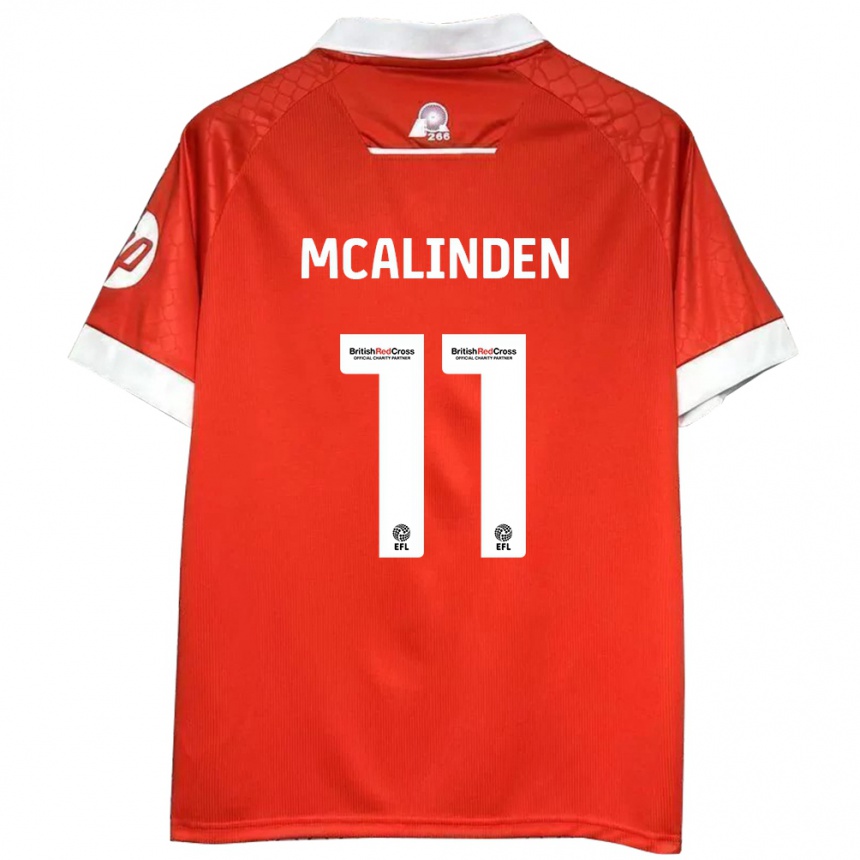 Kids Football Liam Mcalinden #11 Red White Home Jersey 2024/25 T-Shirt