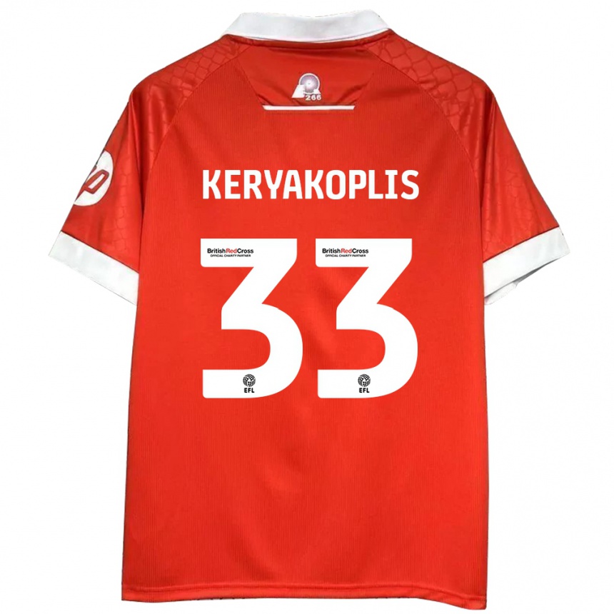 Kids Football Hannah Keryakoplis #33 Red White Home Jersey 2024/25 T-Shirt