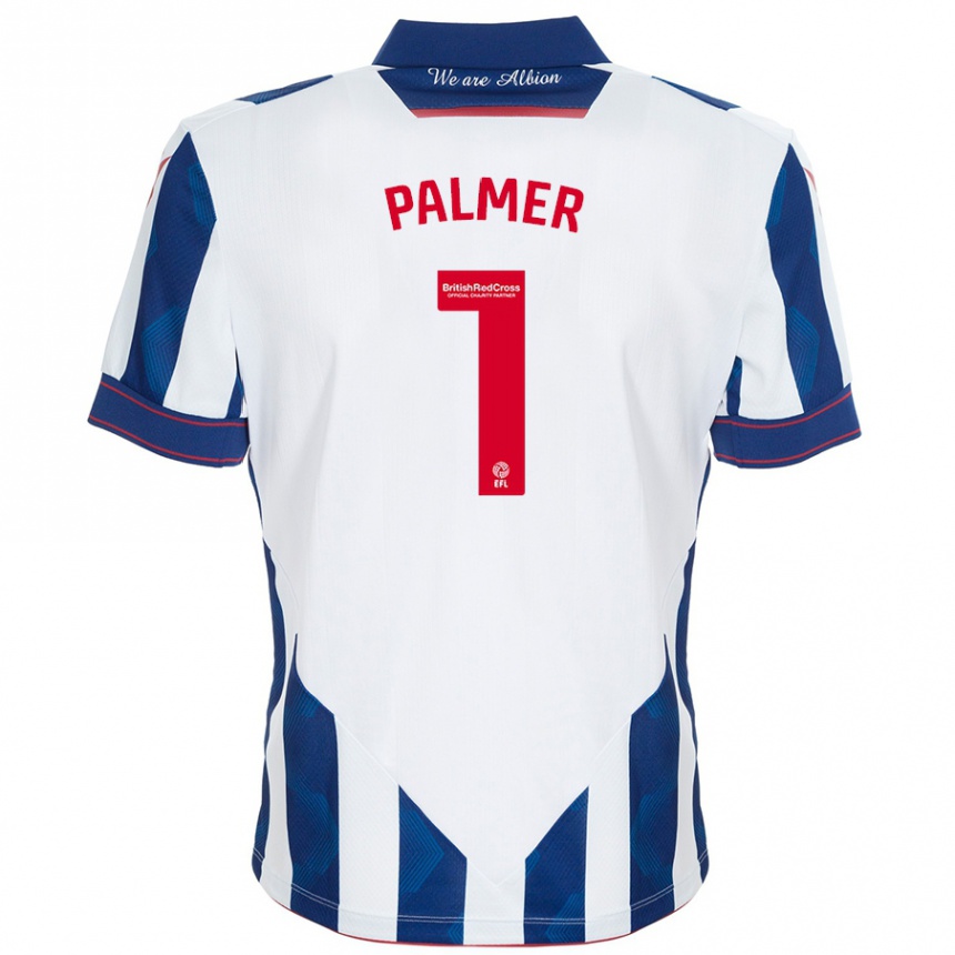 Kids Football Alex Palmer #1 White Dark Blue Home Jersey 2024/25 T-Shirt